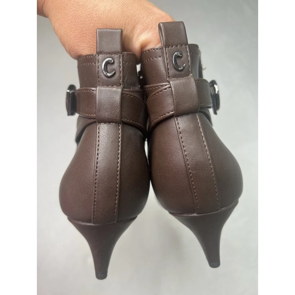Circus By Sam Edelman Womens Kingston Brown Leather Ankle Pointy Booties Shoes 8